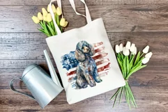 Patriotic Poodle Dog Watercolor Clip Art, PNG Sublimation Product Image 4