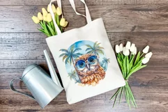 Summer Vibes Owl Watercolor PNG Clipart for Sublimation Product Image 3