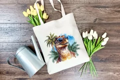 Summer Vibes T-Rex/Tyrannosaurus Watercolor PNG Sublimation Product Image 3
