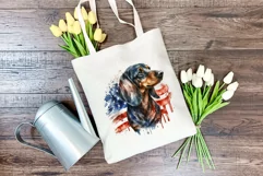 Patriotic Dachshund Dog Watercolor ClipArt, PNG Sublimation Product Image 4