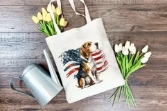 Patriotic Beagle Dog Watercolor Clip Art, PNG Sublimation Product Image 4