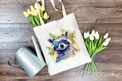 Summer Vibes Raccoon Watercolor PNG for Sublimation Product Image 3