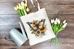 Watercolor Butterfly and Sunflowers PNG for Sublimation Product Image 4