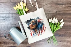 Patriotic Dachshund Dog Watercolor ClipArt, PNG Sublimation Product Image 4