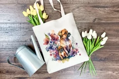 Mother and Puppy Dog Watercolor Clipart - Sublimation PNG Product Image 4