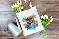 Summer Vibes Owl Watercolor PNG Clipart for Sublimation Product Image 3