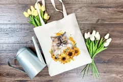 Persian Cat and Sunflowers Watercolor PNG for Sublimation Product Image 3
