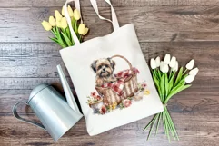 Spring Morkie Dog Breed Watercolor Clipart PNG Sublimation Product Image 3