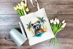 Summer Vibes Raccoon Watercolor PNG for Sublimation Product Image 3