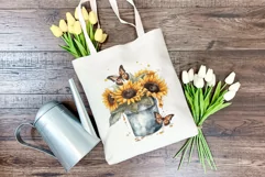 Sunflowers in Bucket Watercolor PNG for Sublimation Product Image 3