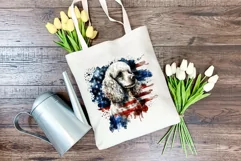 Patriotic Poodle Dog Watercolor Clip Art, PNG Sublimation Product Image 4