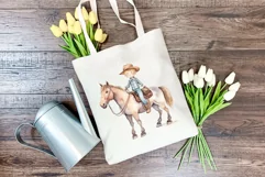 Little Cowboy and His Horse Watercolor PNG for Sublimation Product Image 3