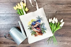 Summer Vibes T-Rex/Tyrannosaurus Watercolor PNG Sublimation Product Image 3