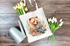 Watercolor Mother and Baby Bear PNG for Sublimation Product Image 4