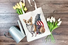 Patriotic Corgi Dog Watercolor ClipArt, PNG Sublimation Product Image 4