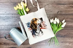 Patriotic Beagle Dog Watercolor Clip Art, PNG Sublimation Product Image 4