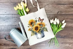 Sunflowers in Bucket Watercolor PNG for Sublimation Product Image 3