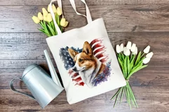 Patriotic Corgi Dog Watercolor ClipArt, PNG Sublimation Product Image 4