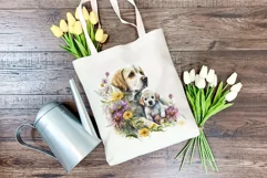 Mother and Puppy Dog Watercolor Clipart - Sublimation PNG Product Image 4