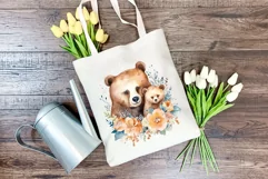 Watercolor Mother and Baby Bear PNG for Sublimation Product Image 4