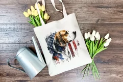Patriotic Beagle Dog Watercolor Clip Art, PNG Sublimation Product Image 4
