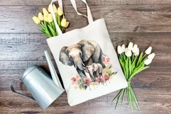 Watercolor Mother and Baby Elephant PNG for Sublimation Product Image 4