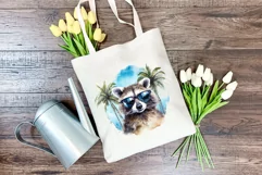 Summer Vibes Raccoon Watercolor PNG for Sublimation Product Image 3