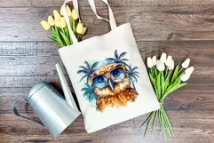 Summer Vibes Owl Watercolor PNG Clipart for Sublimation Product Image 3