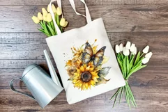 Watercolor Butterfly and Sunflowers PNG for Sublimation Product Image 4