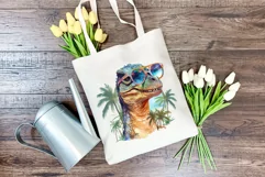 Summer Vibes T-Rex/Tyrannosaurus Watercolor PNG Sublimation Product Image 3