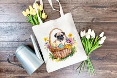 Spring Pug Dog Breed Watercolor PNG for Sublimation Product Image 3