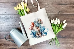 Patriotic Poodle Dog Watercolor Clip Art, PNG Sublimation Product Image 4
