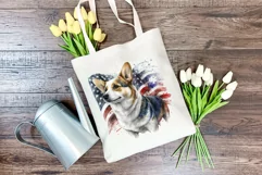 Patriotic Corgi Dog Watercolor ClipArt, PNG Sublimation Product Image 4