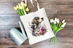 Mother and Puppy Dog Watercolor Clipart - Sublimation PNG Product Image 4