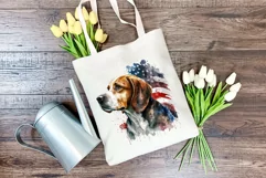 Patriotic Beagle Dog Watercolor Clip Art, PNG Sublimation Product Image 4