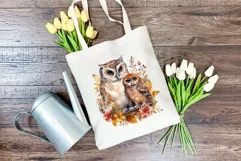 Mother and Baby Owl Watercolor Clipart - Sublimation PNG Product Image 4