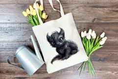 Cute Black Baby Dragon Clipart PNG for Sublimation Product Image 4