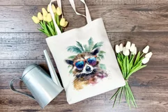 Summer Vibes Raccoon Watercolor PNG for Sublimation Product Image 3
