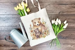 Watercolor Mother and Baby Bear PNG for Sublimation Product Image 4