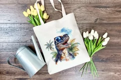 Summer Vibes T-Rex/Tyrannosaurus Watercolor PNG Sublimation Product Image 3