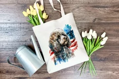 Patriotic Poodle Dog Watercolor Clip Art, PNG Sublimation Product Image 4