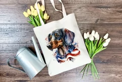 Patriotic Dachshund Dog Watercolor ClipArt, PNG Sublimation Product Image 4