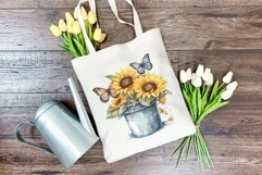 Sunflowers in Bucket Watercolor PNG for Sublimation Product Image 3
