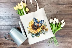 Watercolor Butterfly and Sunflowers PNG for Sublimation Product Image 4