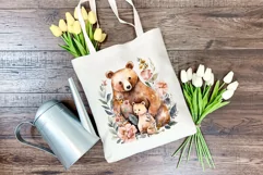 Watercolor Mother and Baby Bear PNG for Sublimation Product Image 4