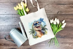 Summer Vibes T-Rex/Tyrannosaurus Watercolor PNG Sublimation Product Image 3