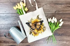 Watercolor Butterfly and Sunflowers PNG for Sublimation Product Image 4
