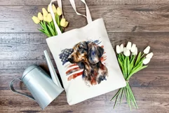 Patriotic Dachshund Dog Watercolor ClipArt, PNG Sublimation Product Image 4
