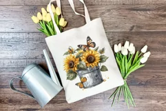 Sunflowers in Bucket Watercolor PNG for Sublimation Product Image 3