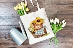 Cute Baby Highland Cow and Sunflowers Watercolor Sublimation Product Image 3
